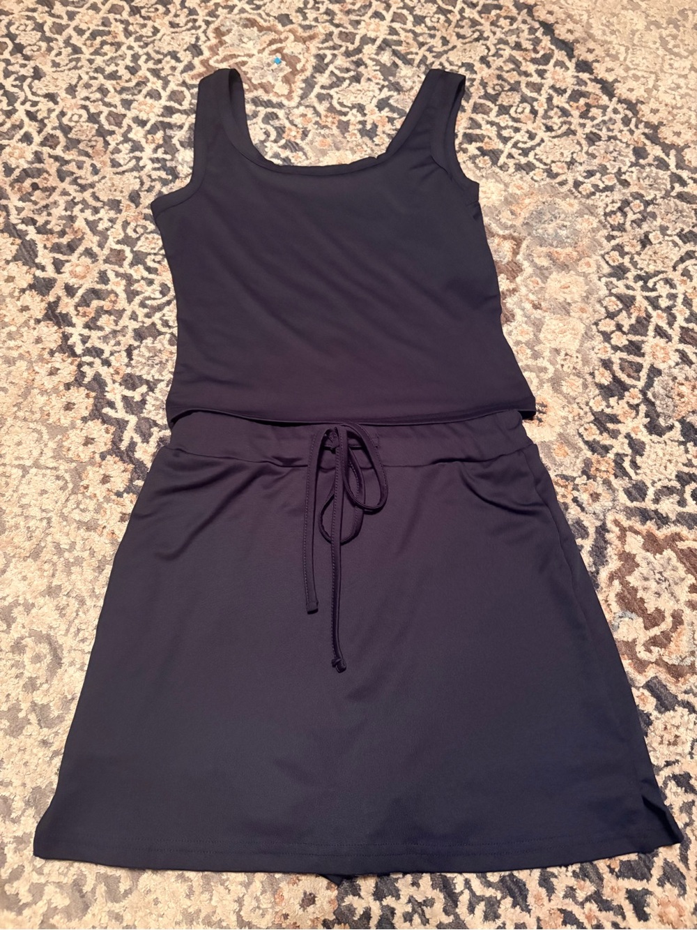 Navy Tank Top & Drawstring Skirt Set